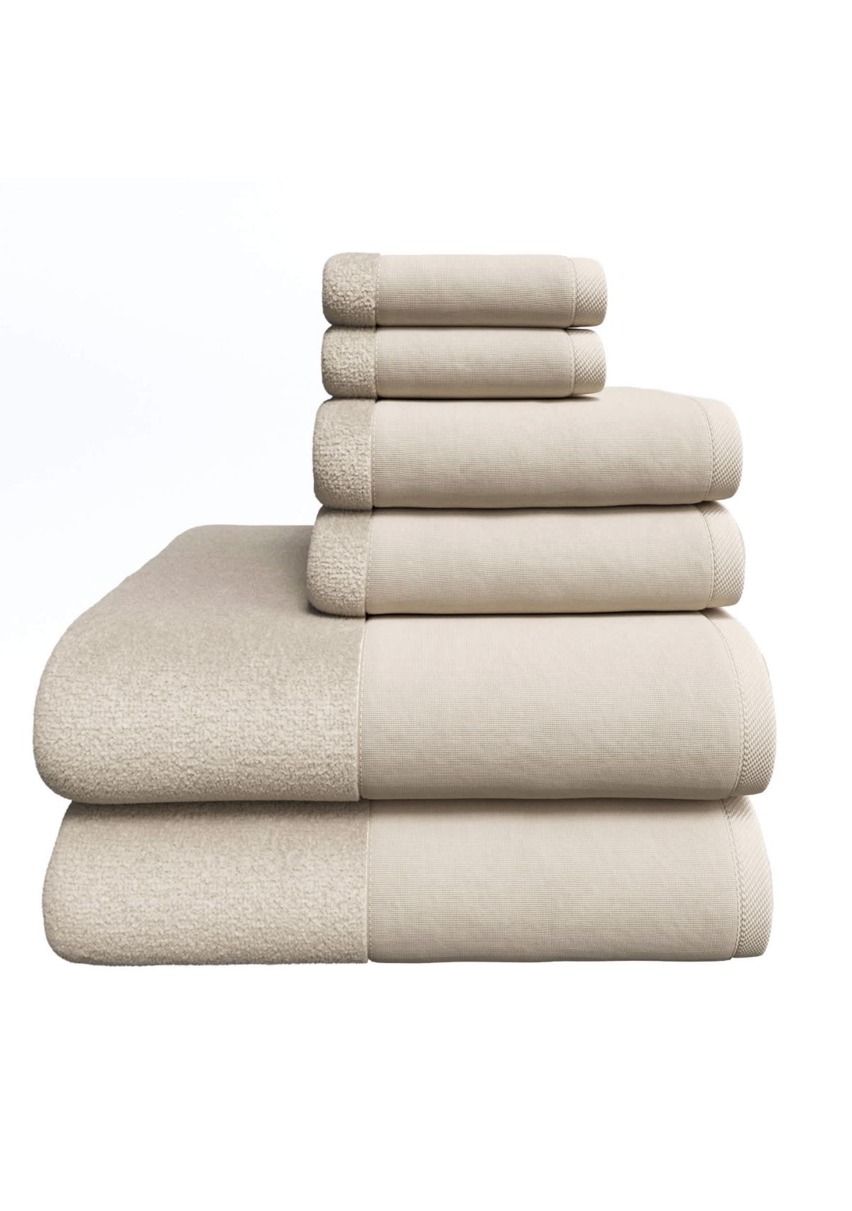 Cotton and Linen-Texture Border 6 Piece Towel Set