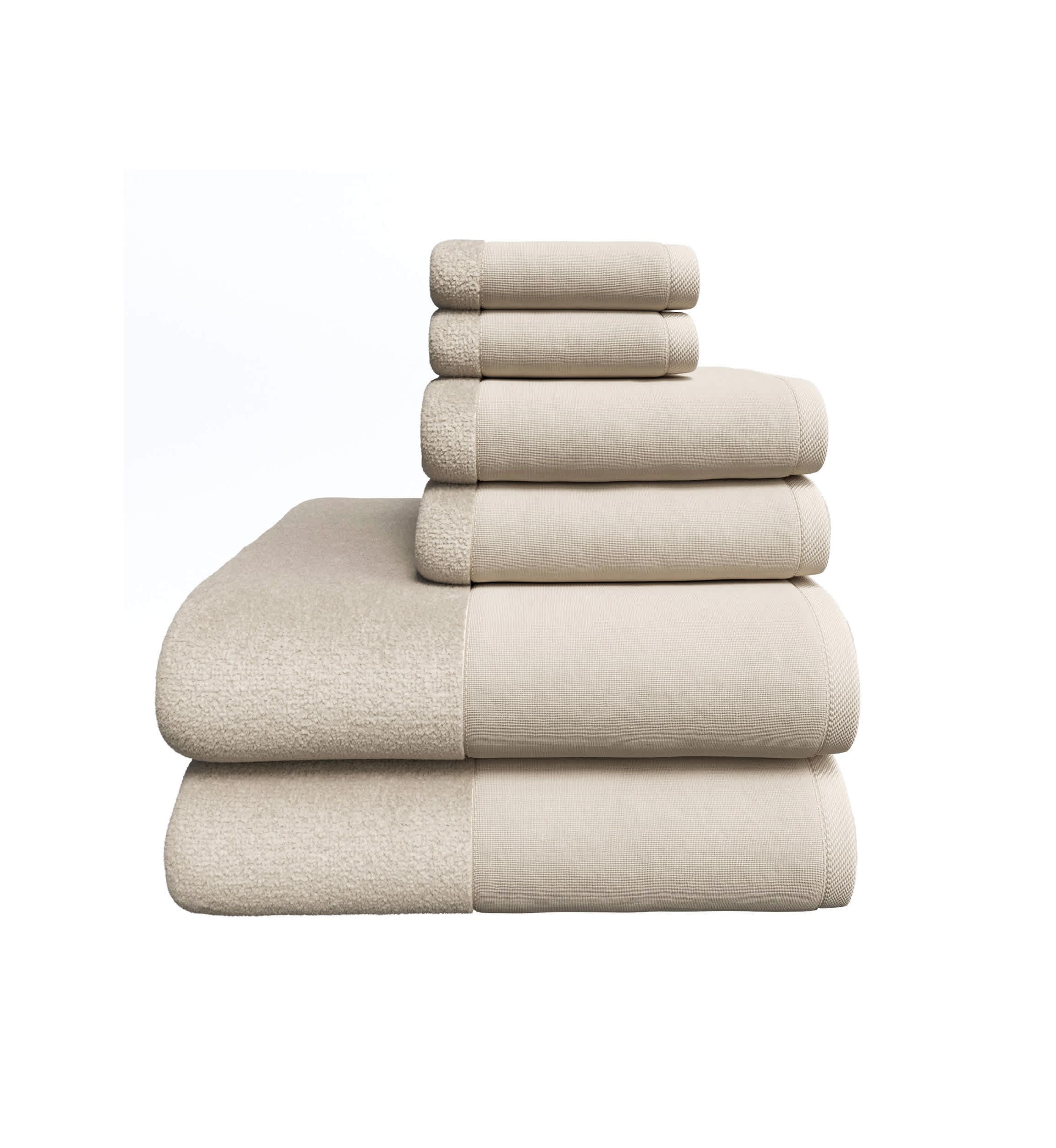 Cotton and Linen-Texture Border 6 Piece Towel Set