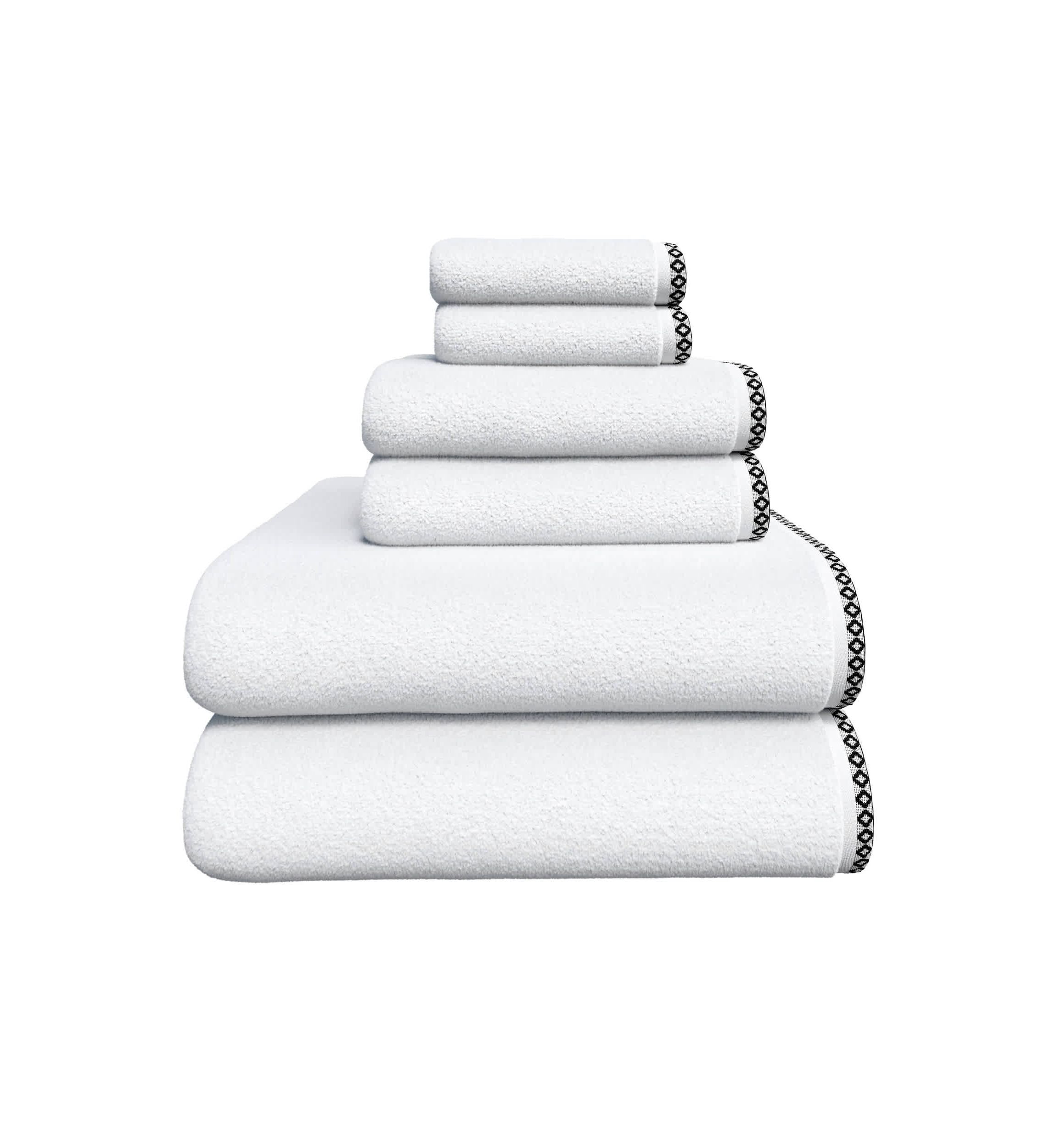Quick-Dry Cotton Decorative Border 6 Piece Towel Set