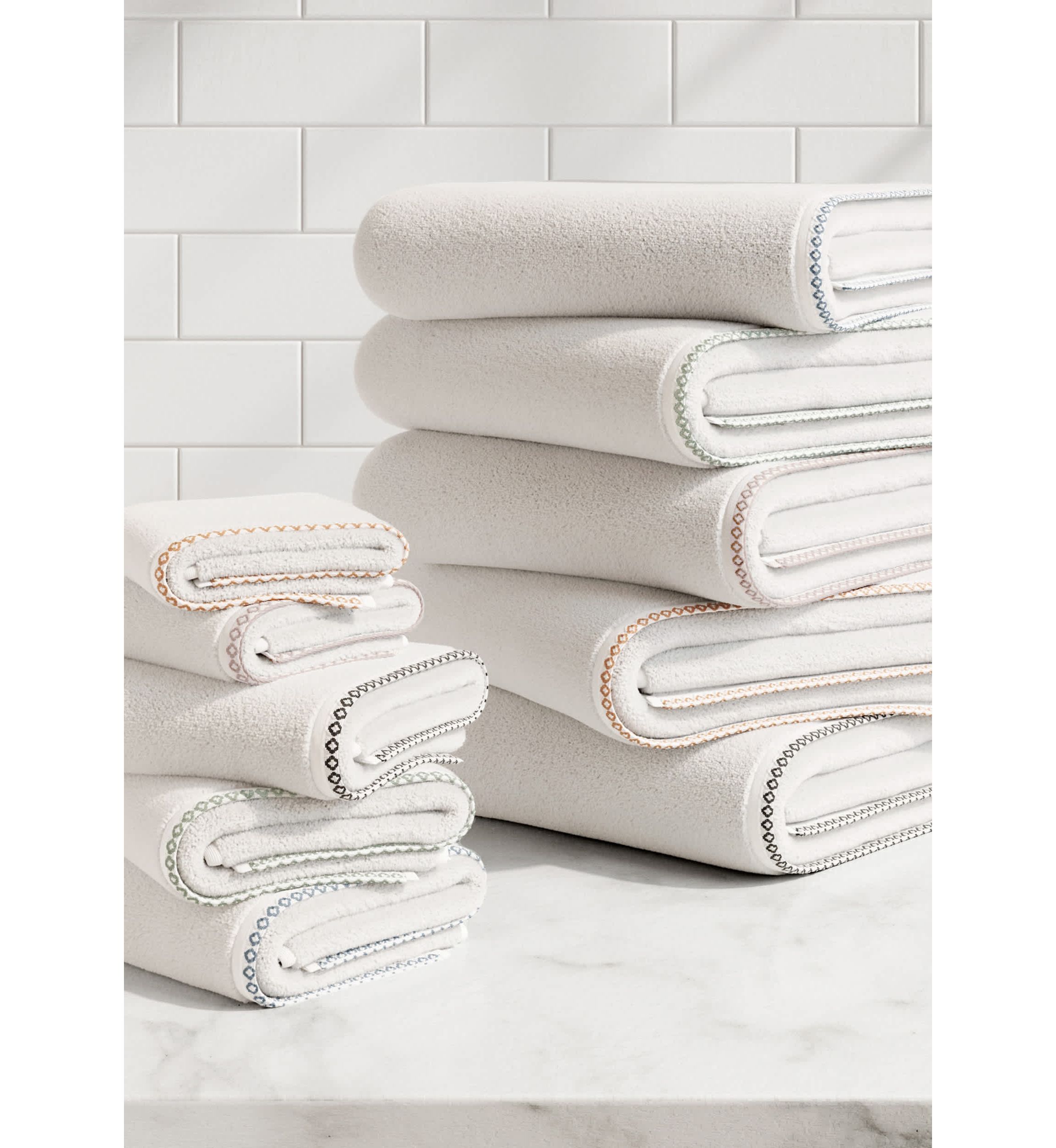 Quick-Dry Cotton Decorative Border 6 Piece Towel Set