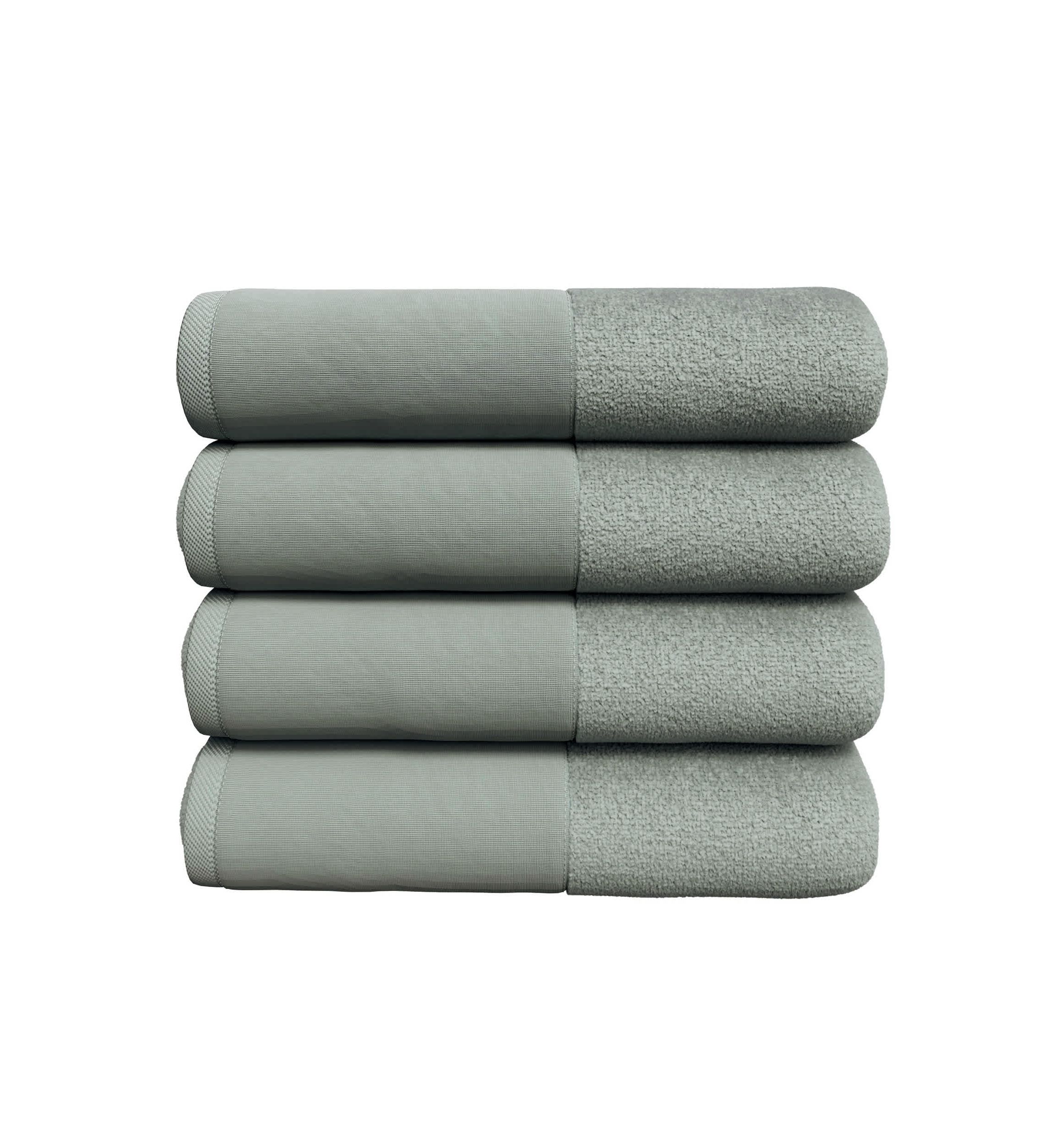 Cotton and Linen-Texture Border 4 Pack Bath Towel Set