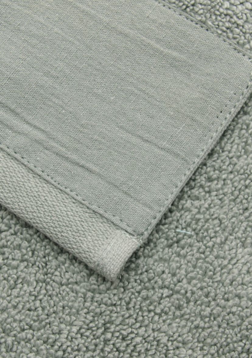 Cotton and Linen-Texture Border 4 Pack Bath Towel Set