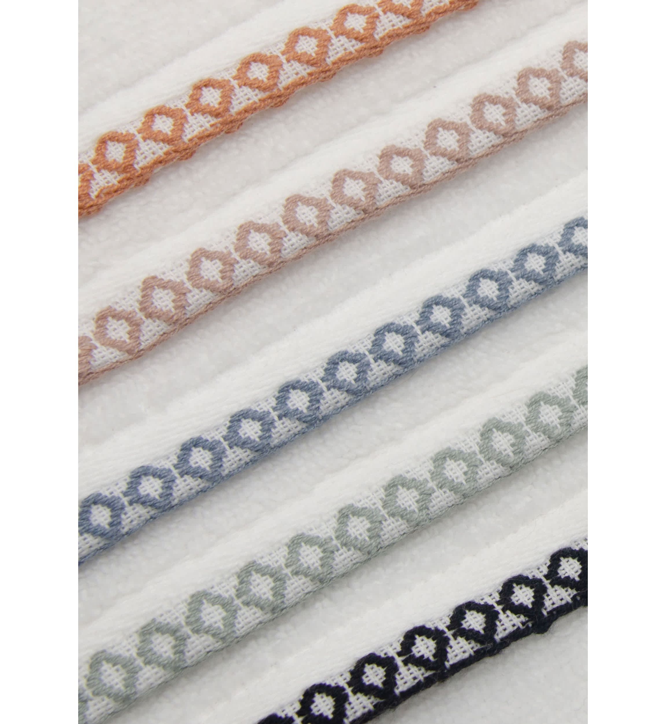 Quick-Dry Cotton Decorative Border 12 Pack Washcloth Set