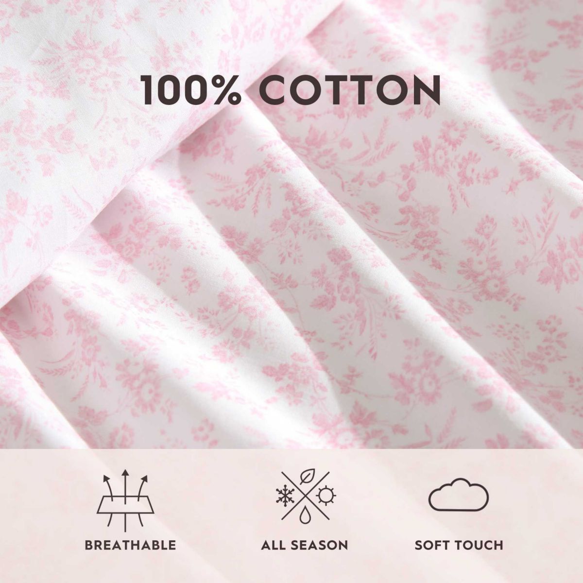 Floral Toile Cotton Sheet Set