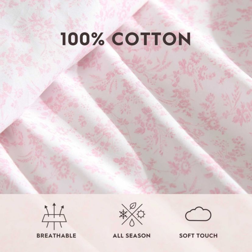Floral Toile Cotton Sheet Set