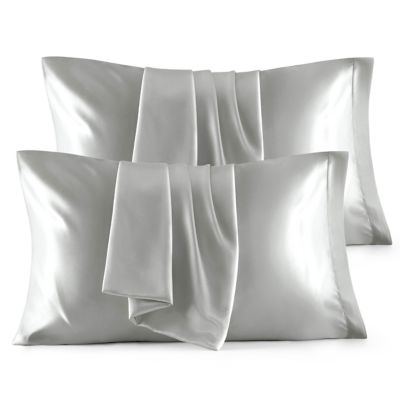 Bedsure Pillowcase Set-Satin-Solid-4PCS, Grey, Standard