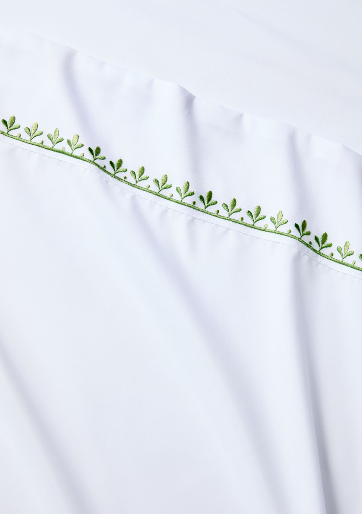 Green Embroidery White Sheet Set