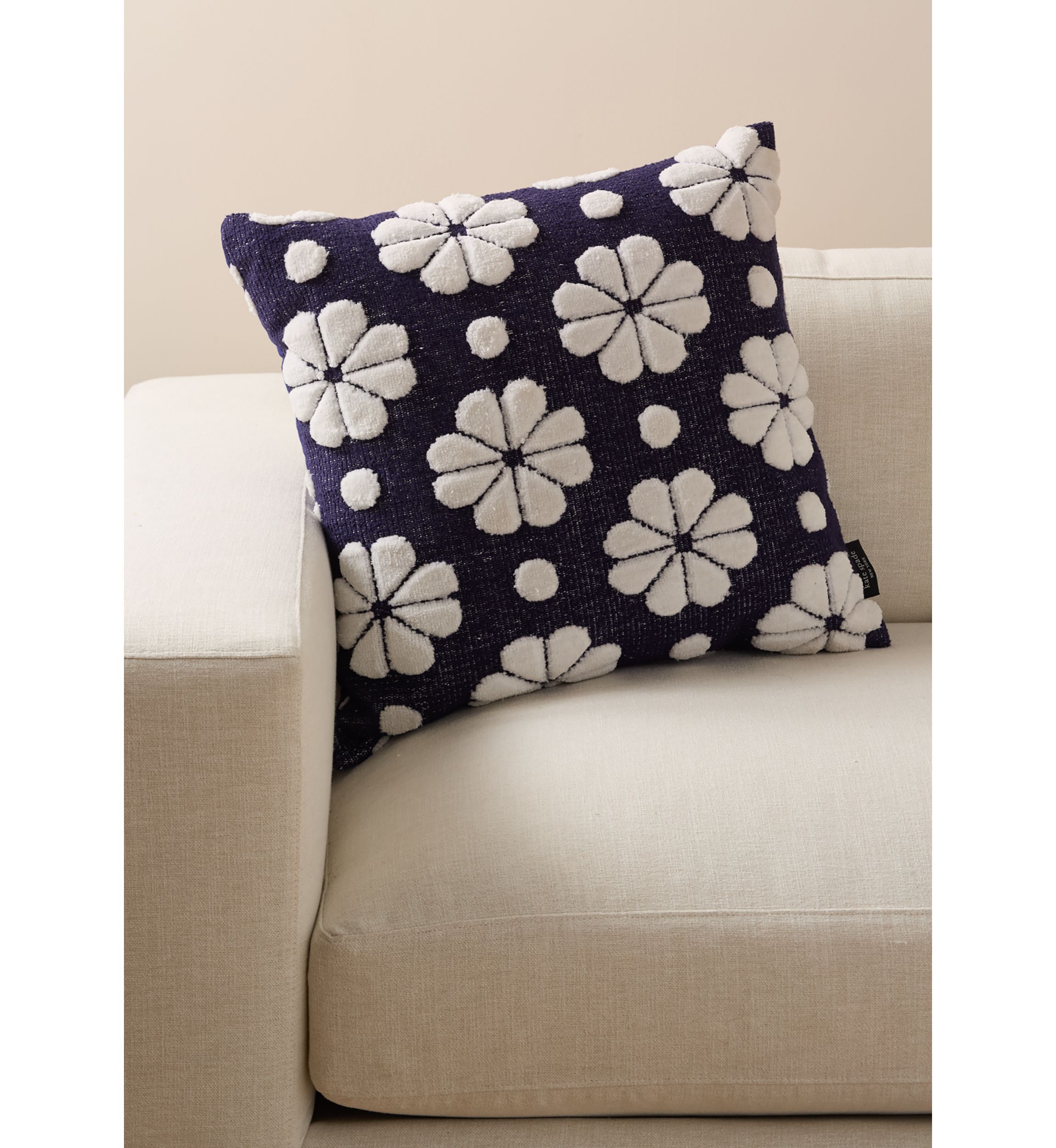 Navy Floral Decorative Throw Pillow