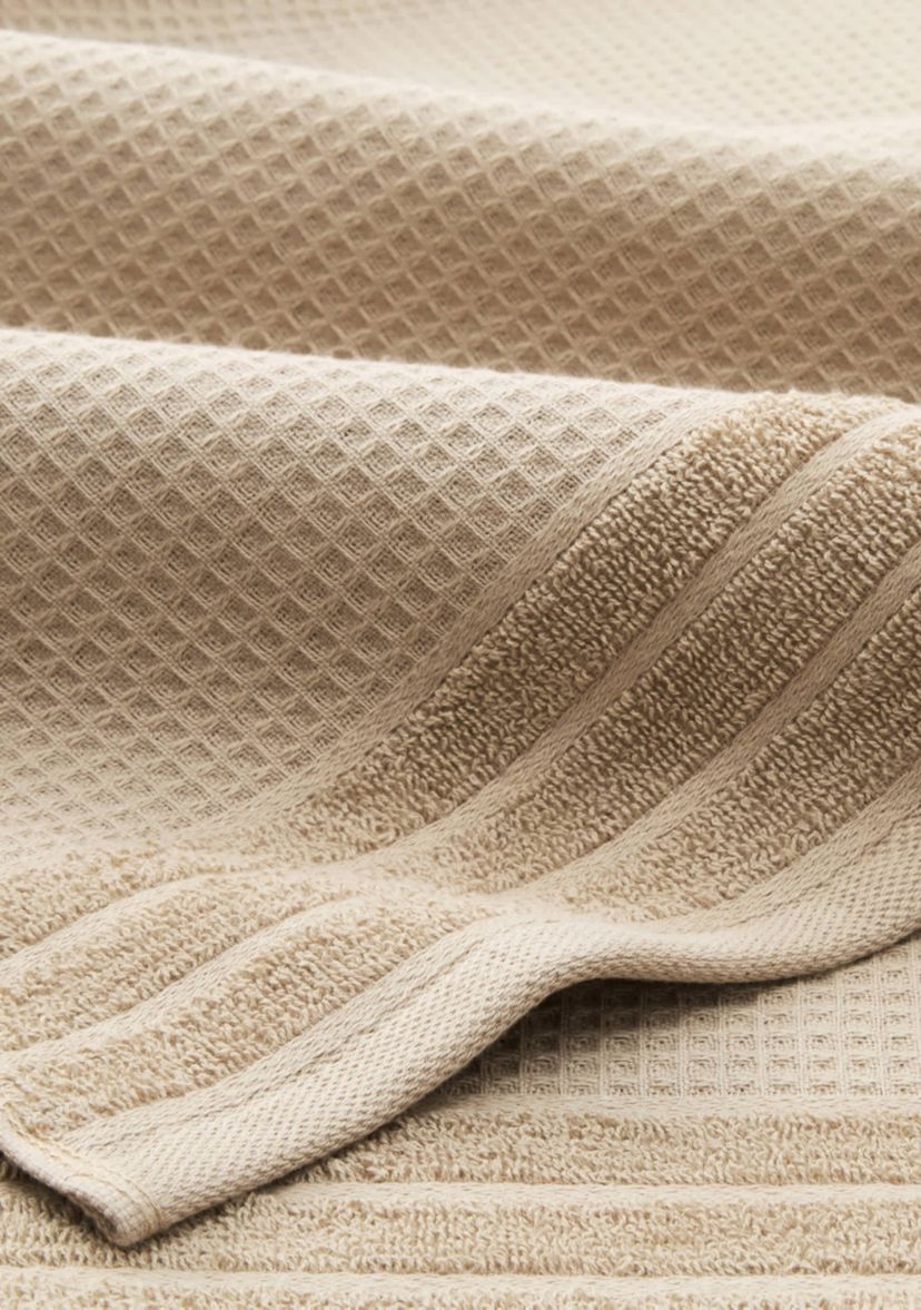 TOWN & COUNTRY LIVING 4-Piece Waffle Woven Terry Stripe White Bath Towel Set