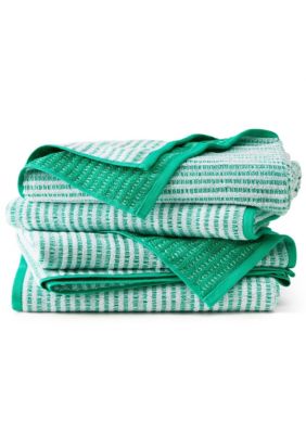 TOWN & COUNTRY LIVING 4-Piece Striped Reversible Terry Brights Grape Purple Bath Towel Set