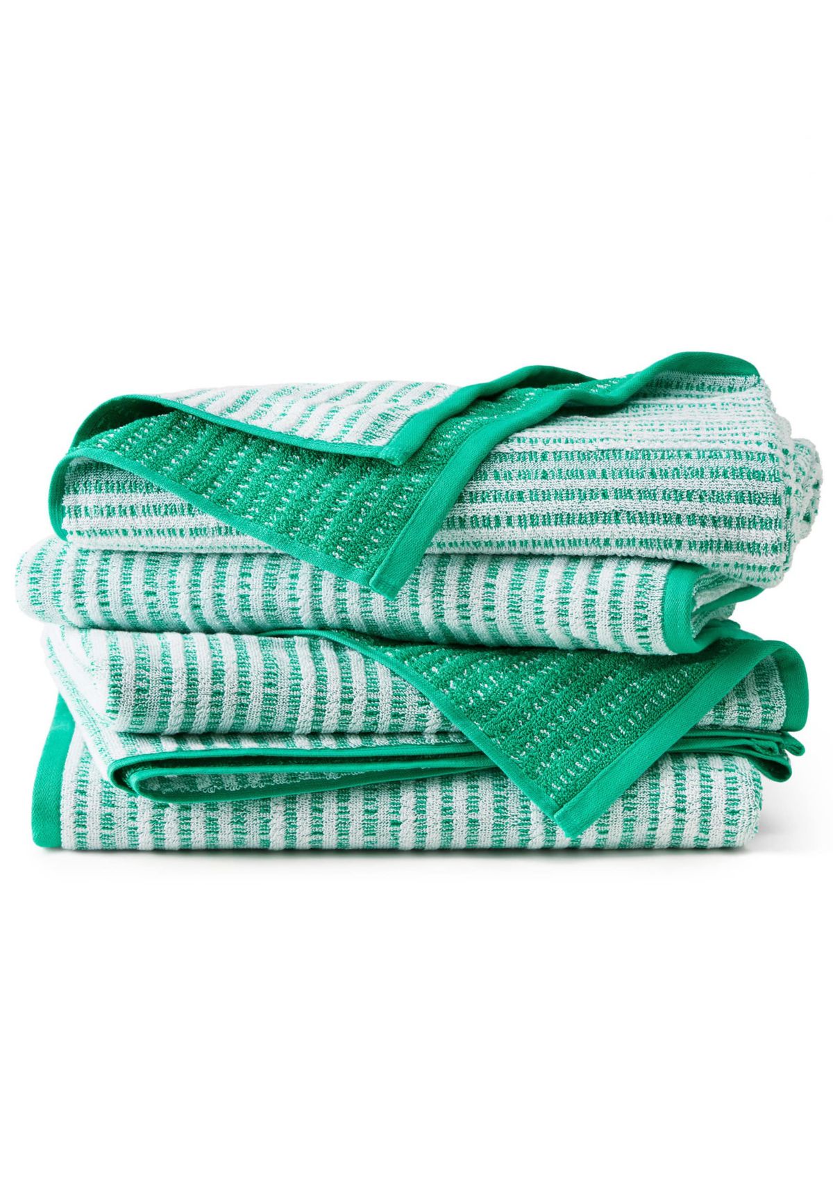 TOWN & COUNTRY LIVING 4-Piece Striped Reversible Terry Brights Mocha Brown Bath Towel Set
