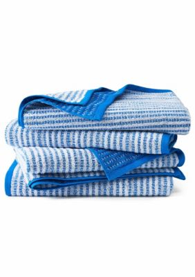 TOWN & COUNTRY LIVING 4-Piece Striped Reversible Terry Brights Grape Purple Bath Towel Set, Blue