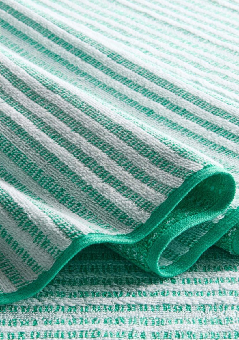 TOWN & COUNTRY LIVING 4-Piece Striped Reversible Terry Brights Mocha Brown Bath Towel Set