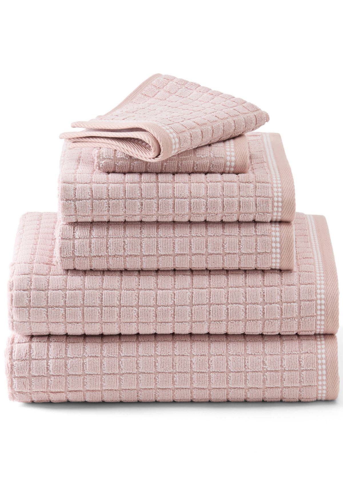 TOWN & COUNTRY LIVING 6-Piece Textured Windowpane White Bath Set