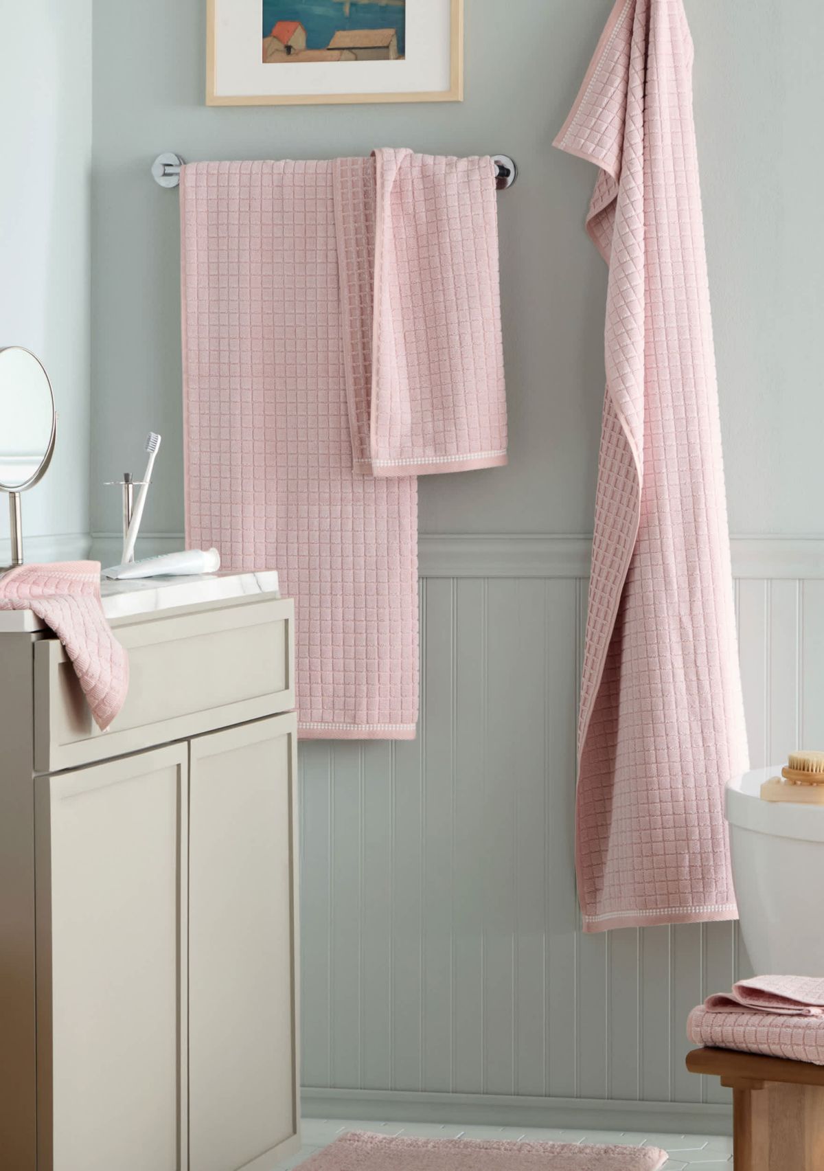 TOWN & COUNTRY LIVING 6-Piece Textured Windowpane White Bath Set