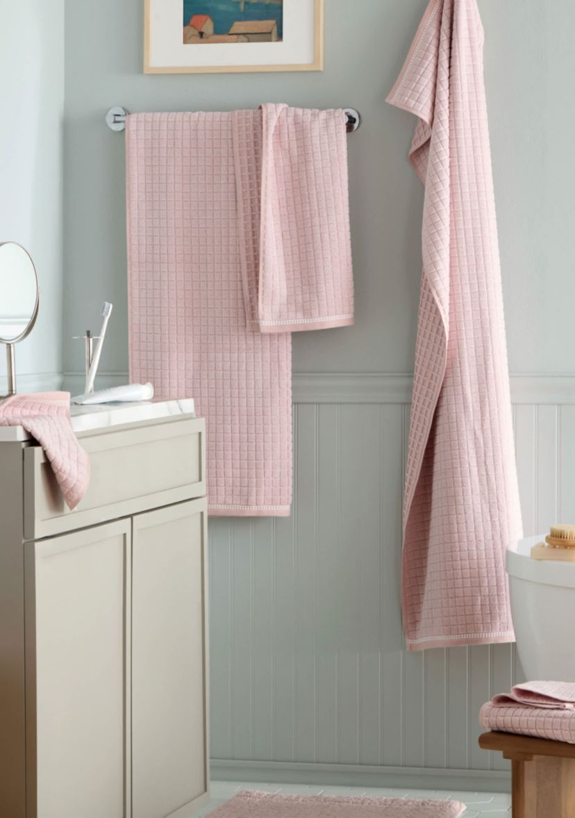 TOWN & COUNTRY LIVING 6-Piece Textured Windowpane White Bath Set