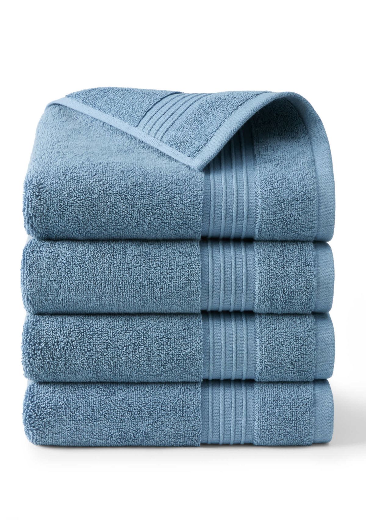 TOWN & COUNTRY LIVING 4-Piece Solid Dobby Border Grey Hand Towel Set