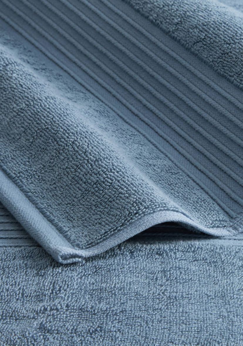 TOWN & COUNTRY LIVING 4-Piece Solid Dobby Border Grey Hand Towel Set