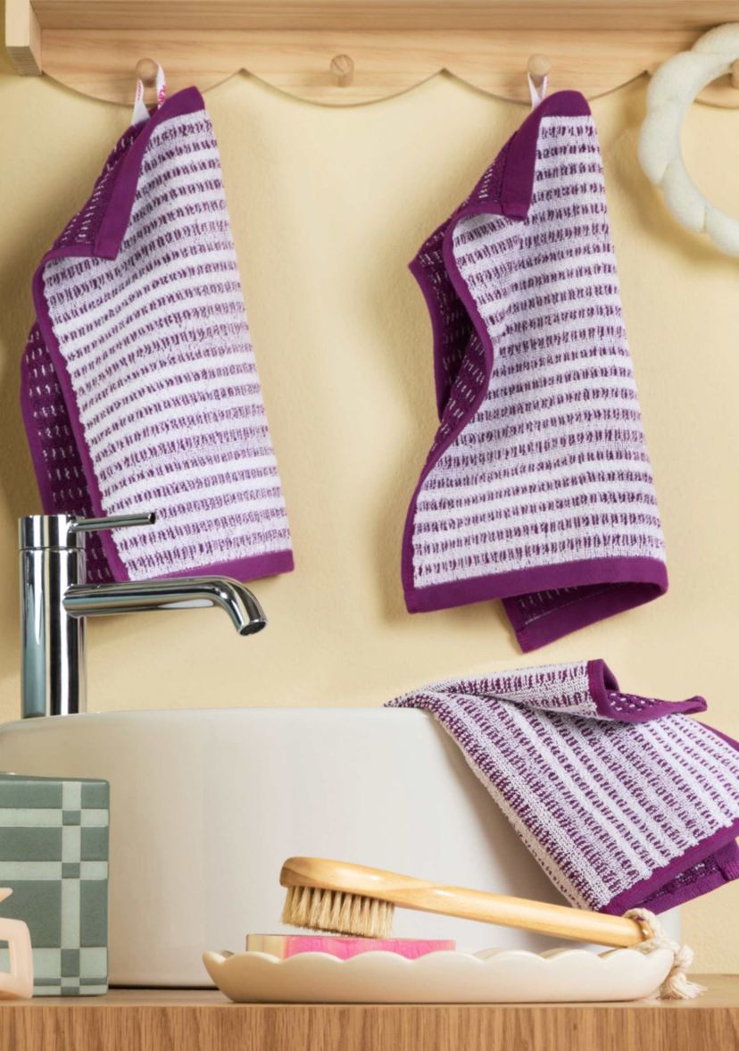 TOWN & COUNTRY LIVING 6-Piece Striped Reversible Terry Brights Ocean Blue Bath Set