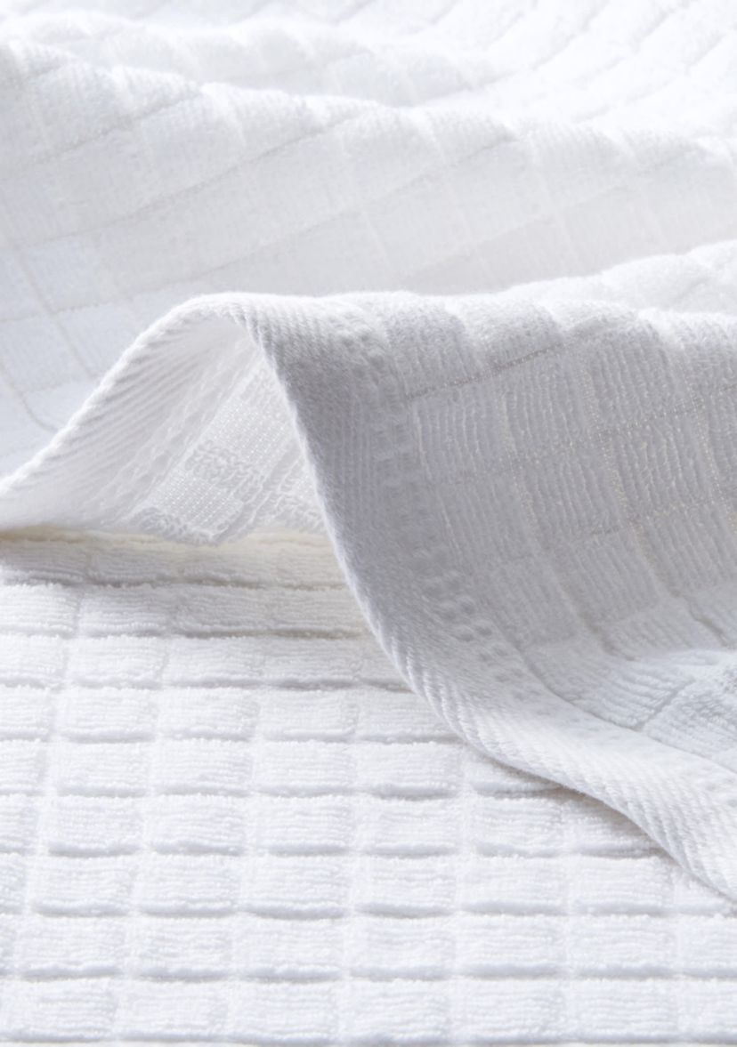 TOWN & COUNTRY LIVING 4-Piece Textured Windowpane Aqua Blue Bath Towel Set