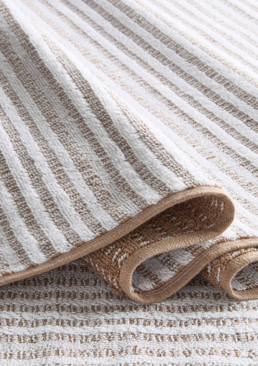 TOWN & COUNTRY LIVING 6-Piece Striped Reversible Terry Brights Mocha Brown Bath Set