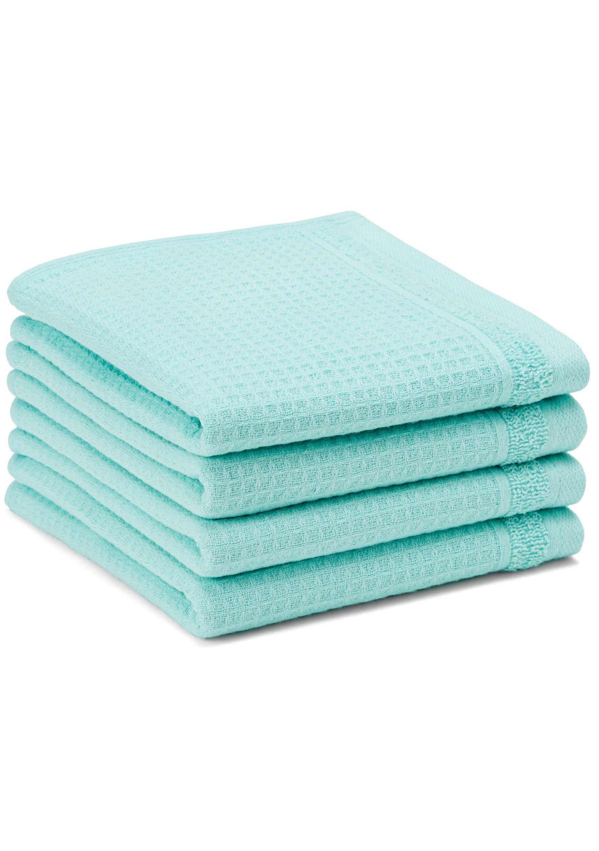 TOWN & COUNTRY LIVING 4-Piece Waffle Woven Terry Stripe Blue Washcloth Set