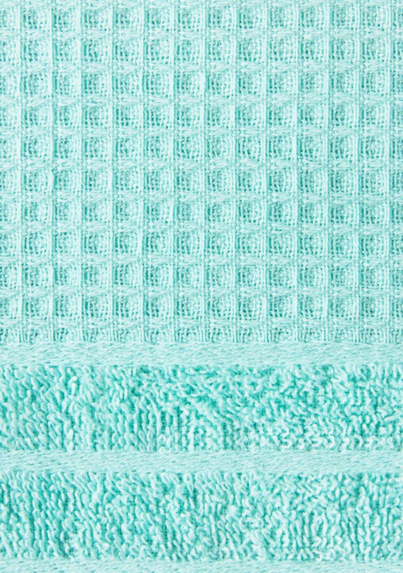 TOWN & COUNTRY LIVING 4-Piece Waffle Woven Terry Stripe Blue Washcloth Set