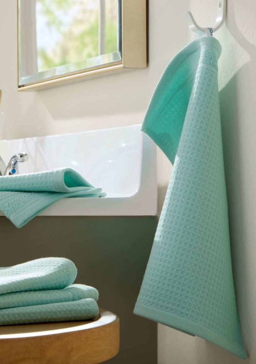 TOWN & COUNTRY LIVING 4-Piece Waffle Woven Terry Stripe Blue Washcloth Set