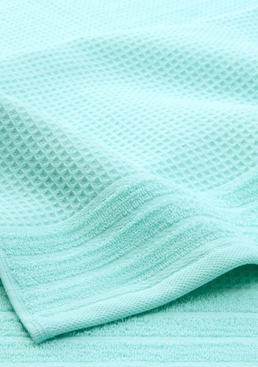 TOWN & COUNTRY LIVING 4-Piece Waffle Woven Terry Stripe Blue Washcloth Set