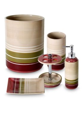 striped bathroom accessories