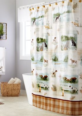 Saturday Knight 70 In X 72 In Adirondack Dogs Fabric Shower