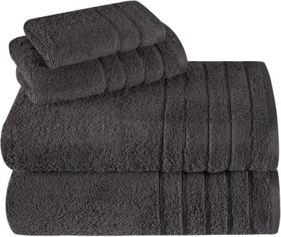 Towels Beyond Barnum 4 Pc Towel Set:Chocolate / Dark Brown, Gray