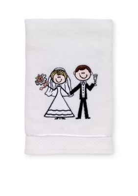 Avanti Bride & Groom Hand Towel, White