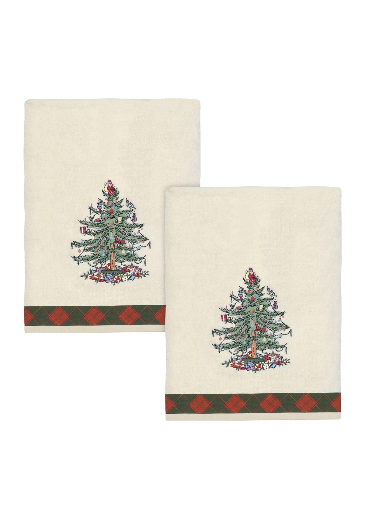 Tree Tartan Embroidered 2 Bath Towel Set