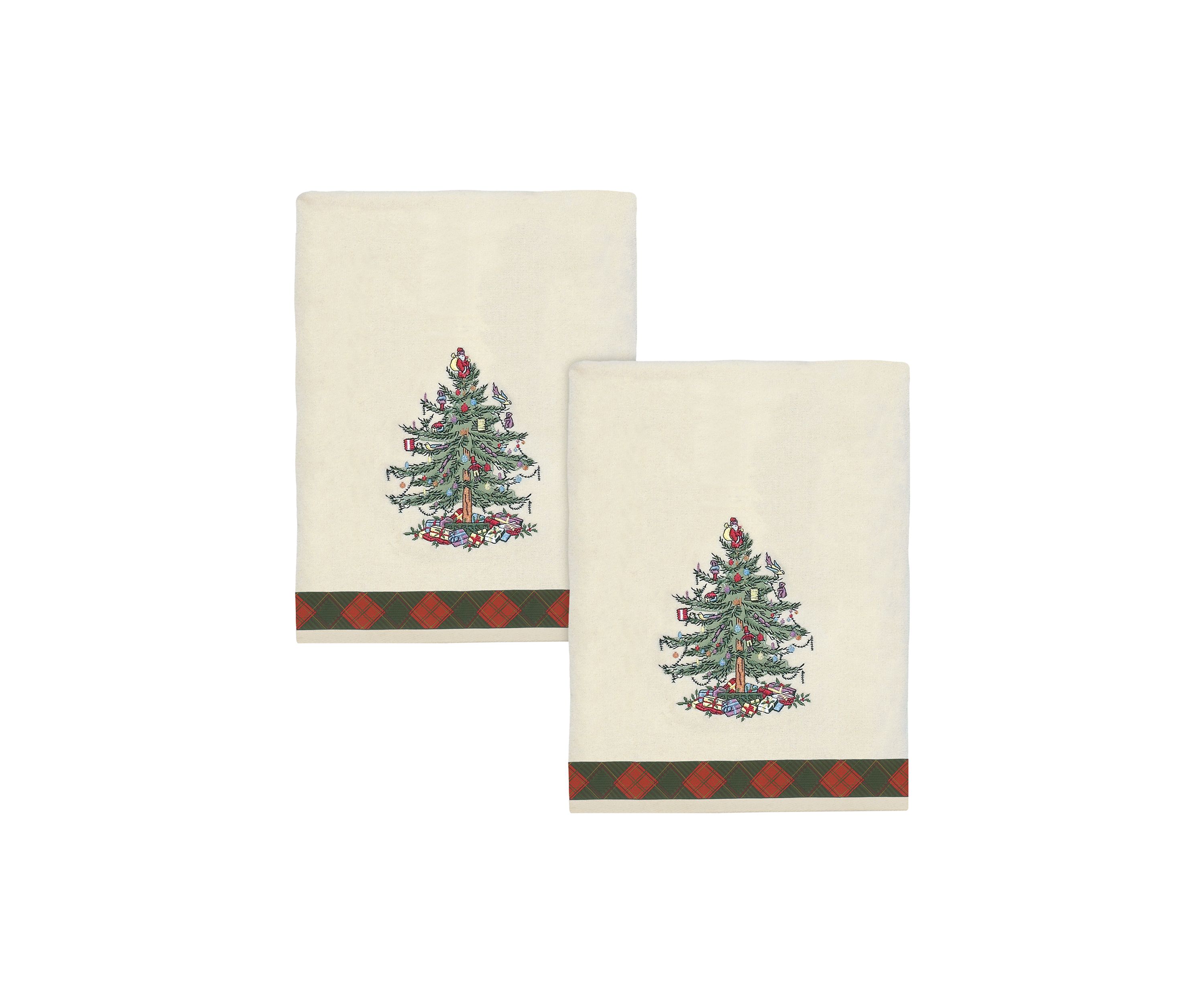 Tree Tartan Embroidered 2 Bath Towel Set