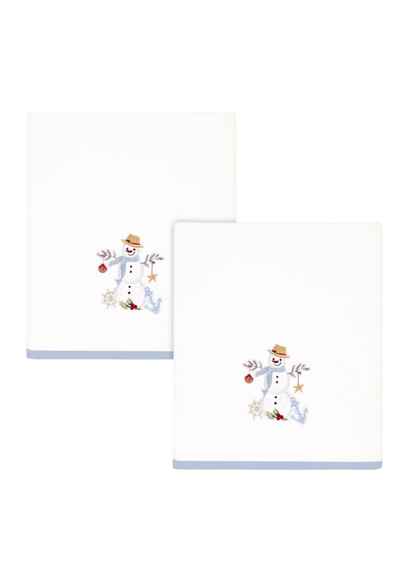 Coastal Snowman 2 Bath Towel Set