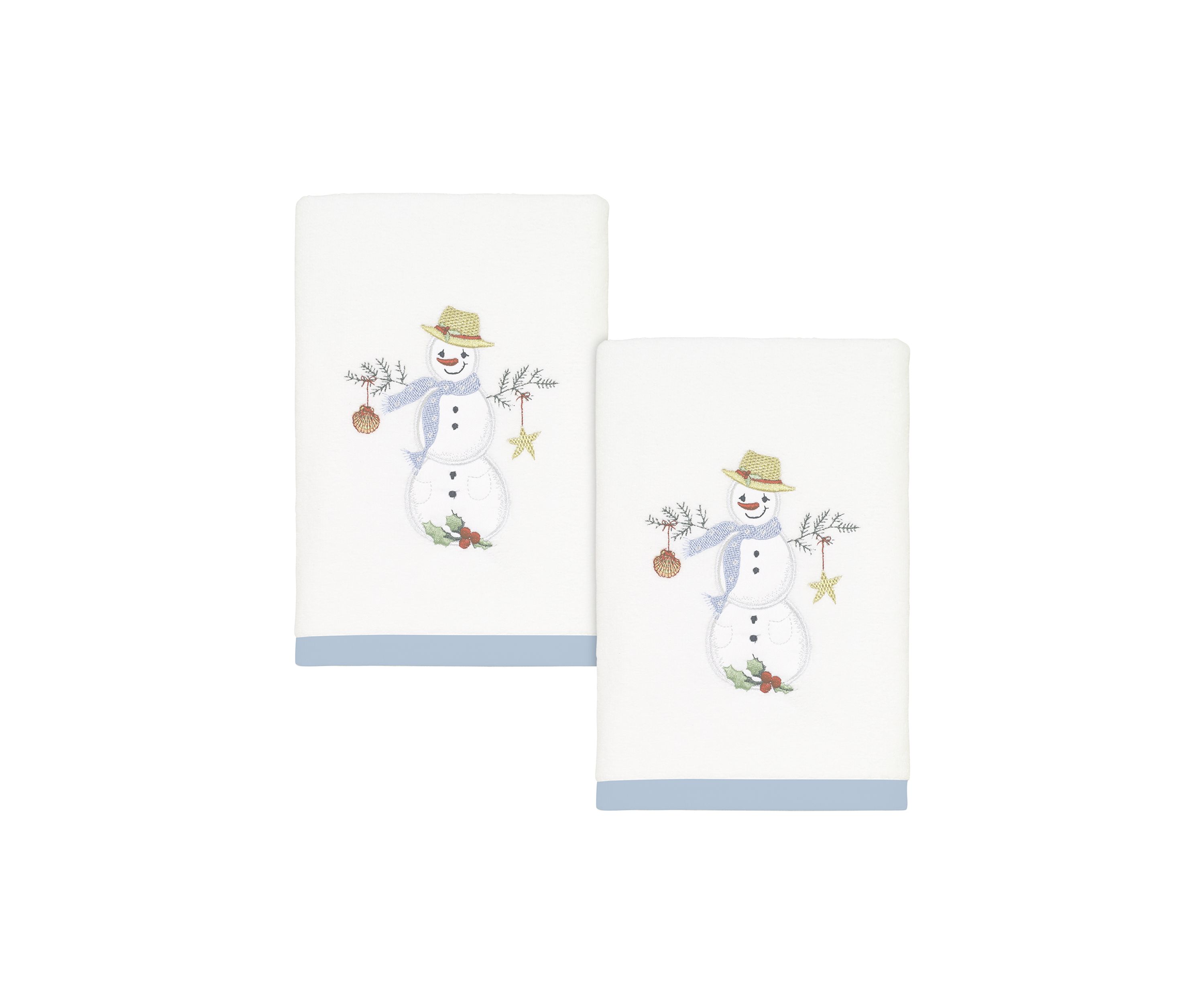 Coastal Snowman 2 Hand Towel Set