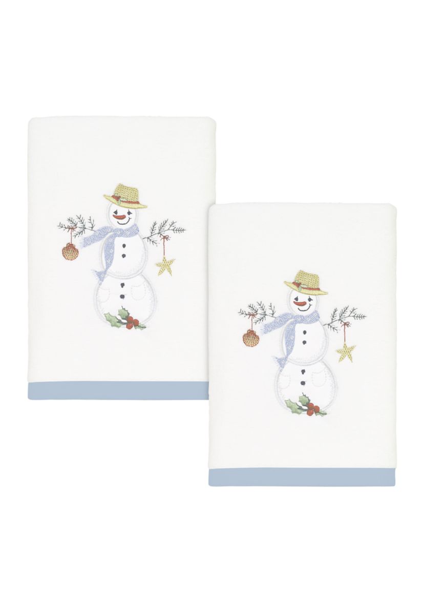Coastal Snowman 2 Hand Towel Set