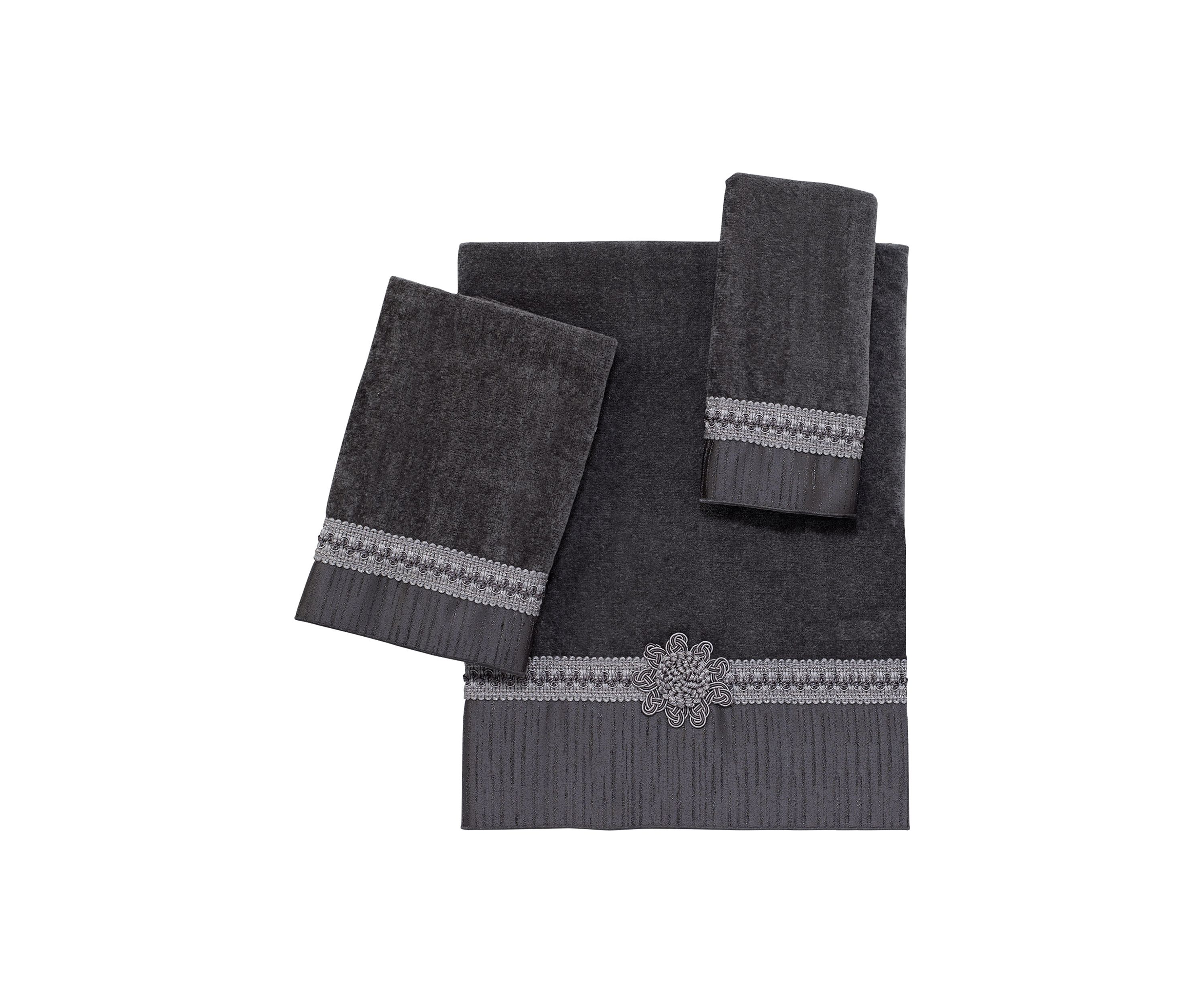 Braided Cuff Granite 3-Piece Decorative Towel Set