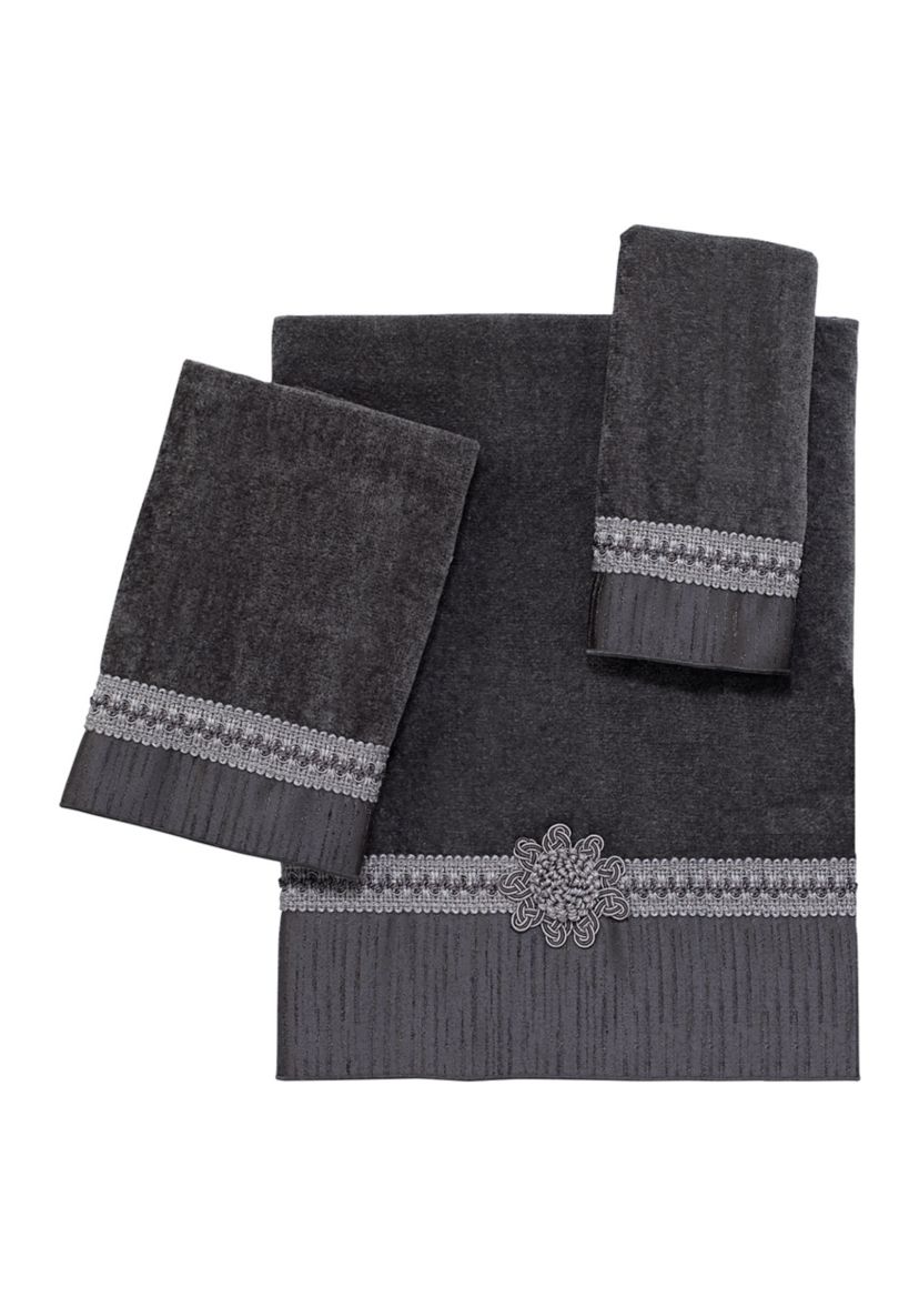 Braided Cuff Granite 3-Piece Decorative Towel Set
