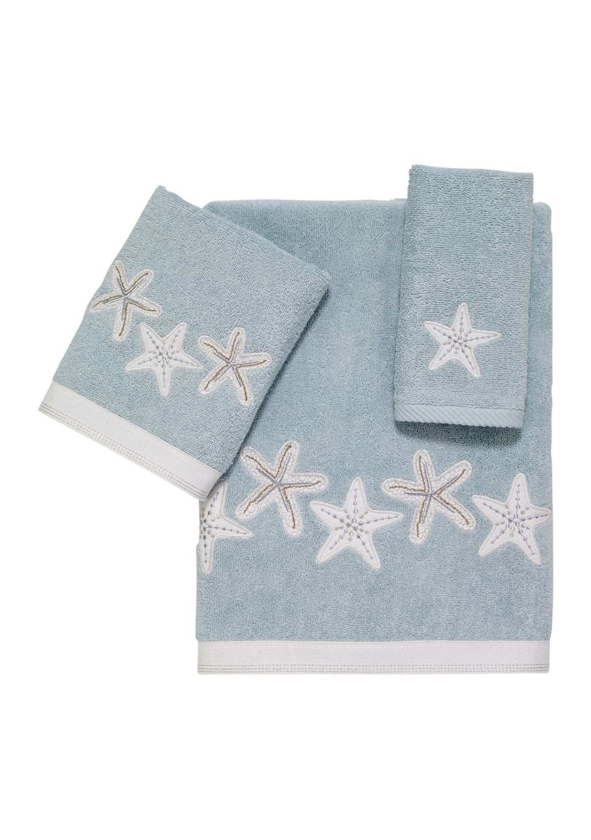 Sequin Shells Mineral 3-Piece Decorative Towel Set