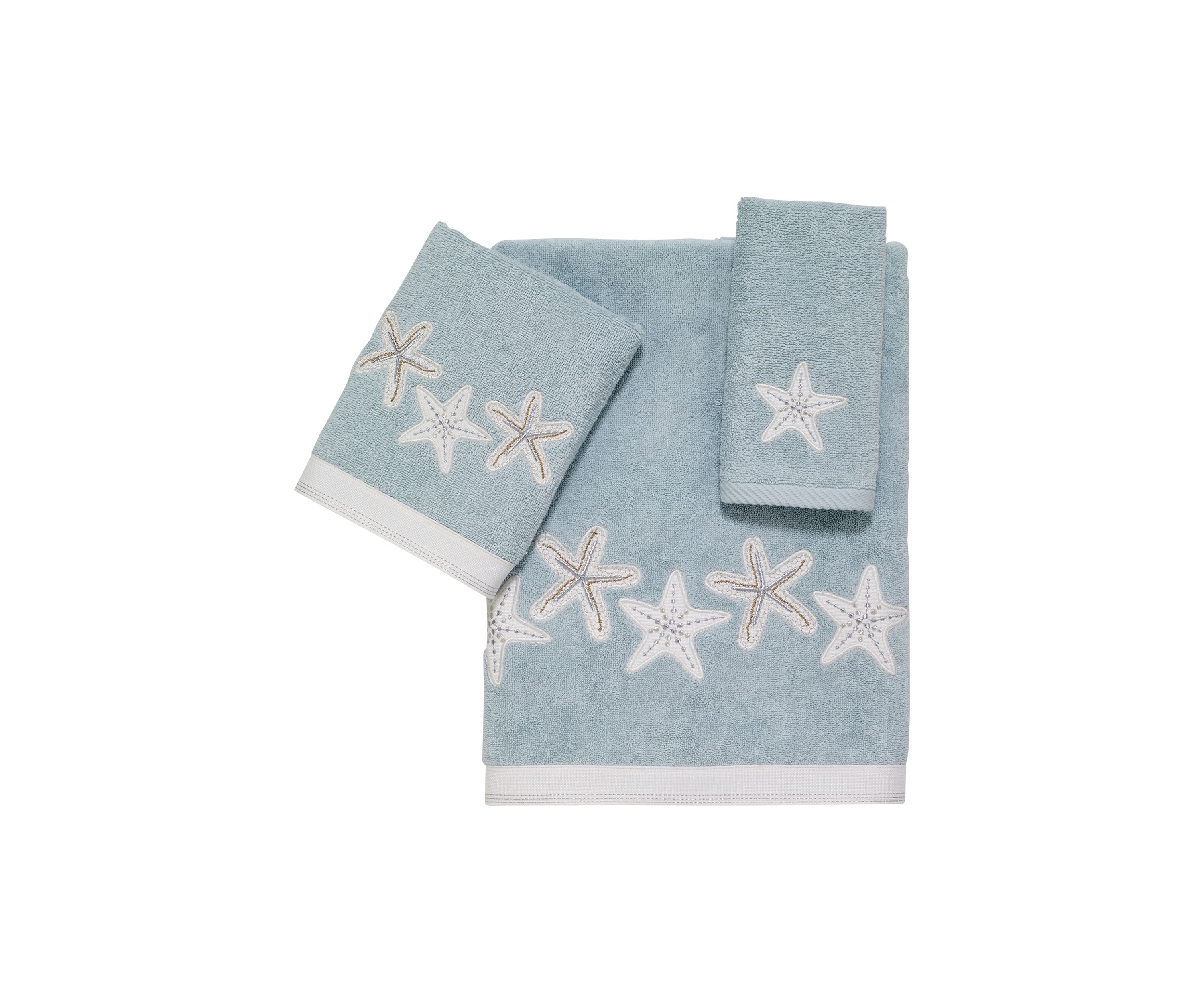 Sequin Shells Mineral 3-Piece Decorative Towel Set