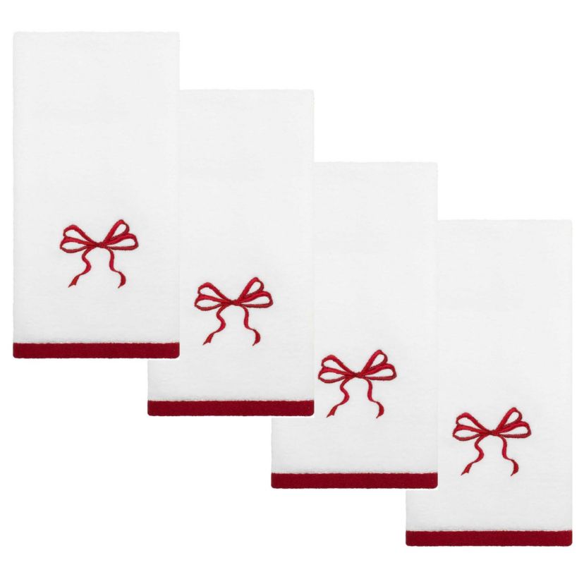 Christmas Bows Fingertip Towel - Set of 4