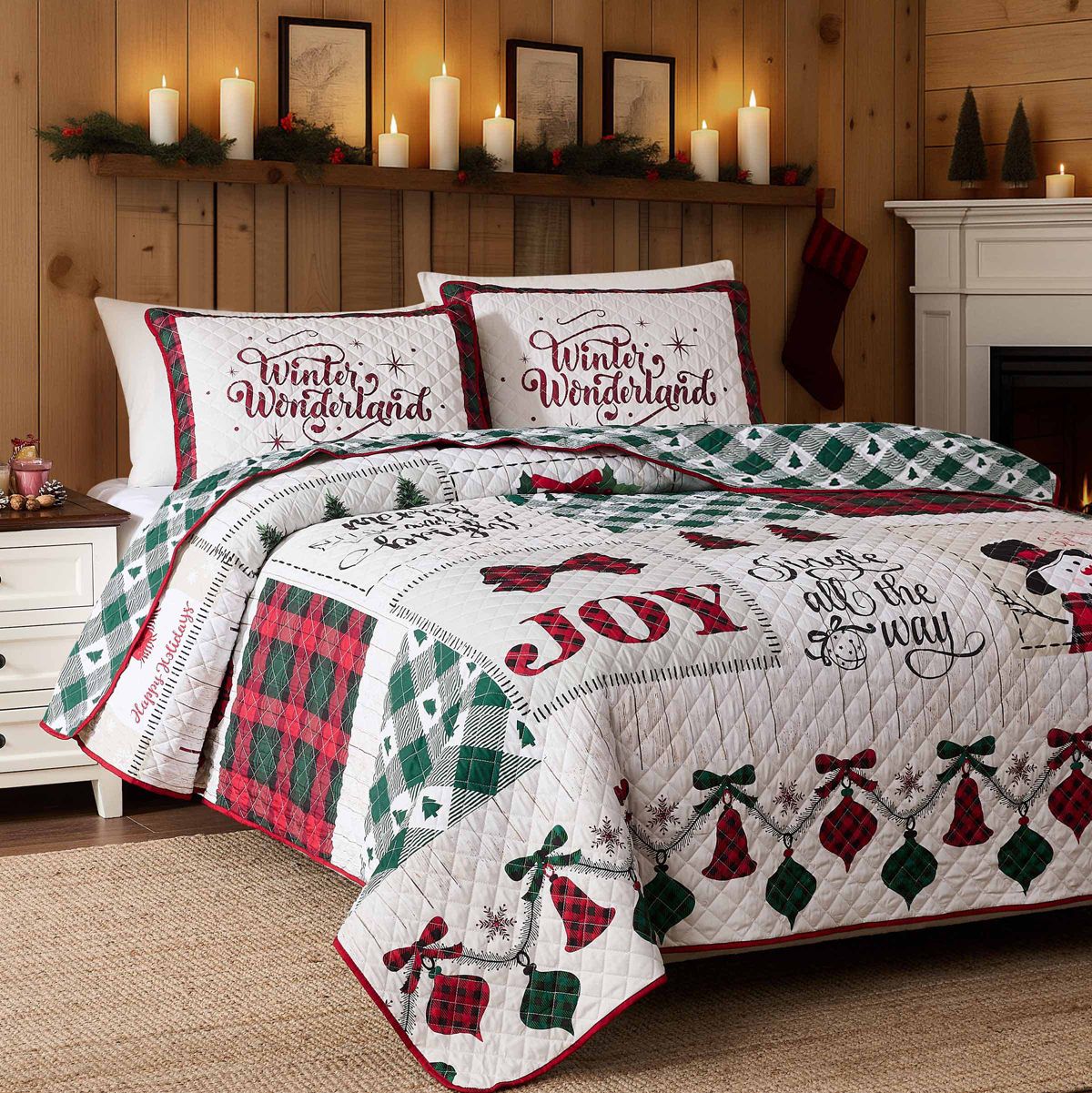 Patchwork Plaid Reversible Quilt Set