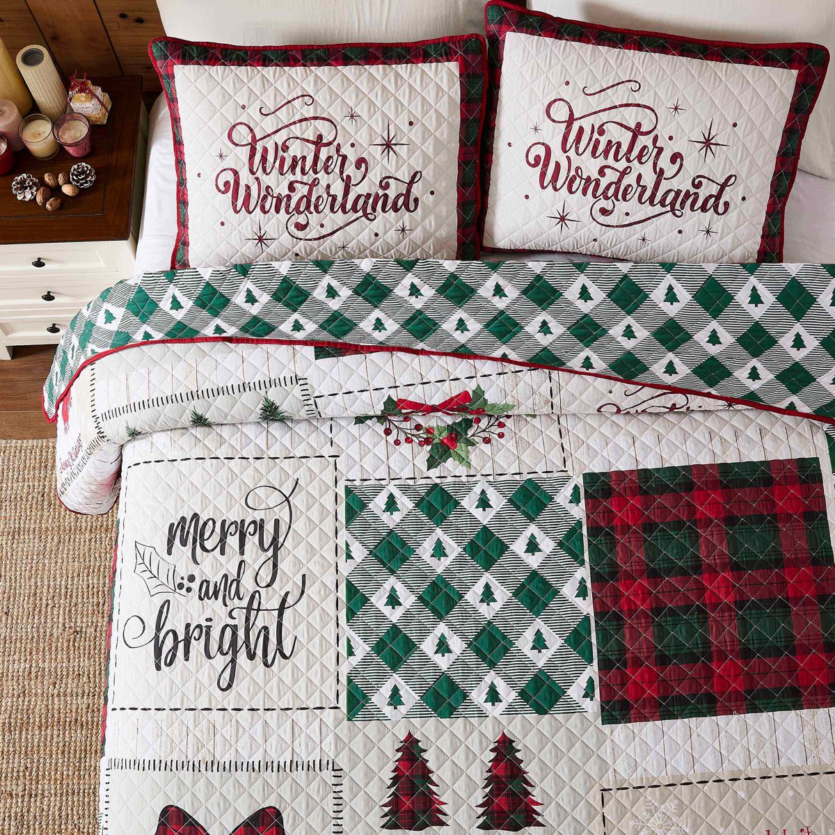 Patchwork Plaid Reversible Quilt Set