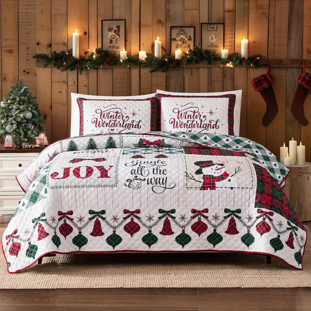 Patchwork Plaid Reversible Quilt Set