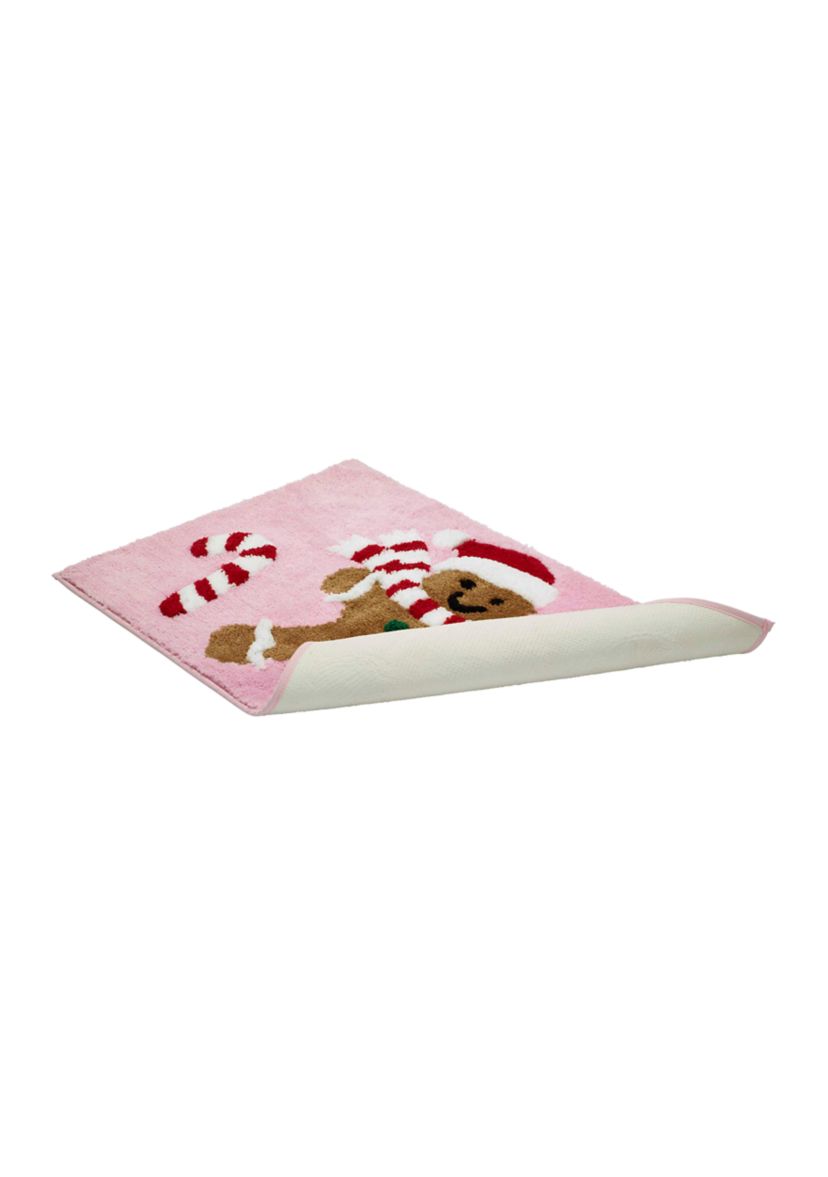 Peppermint Gingerbread Man Bath Rug