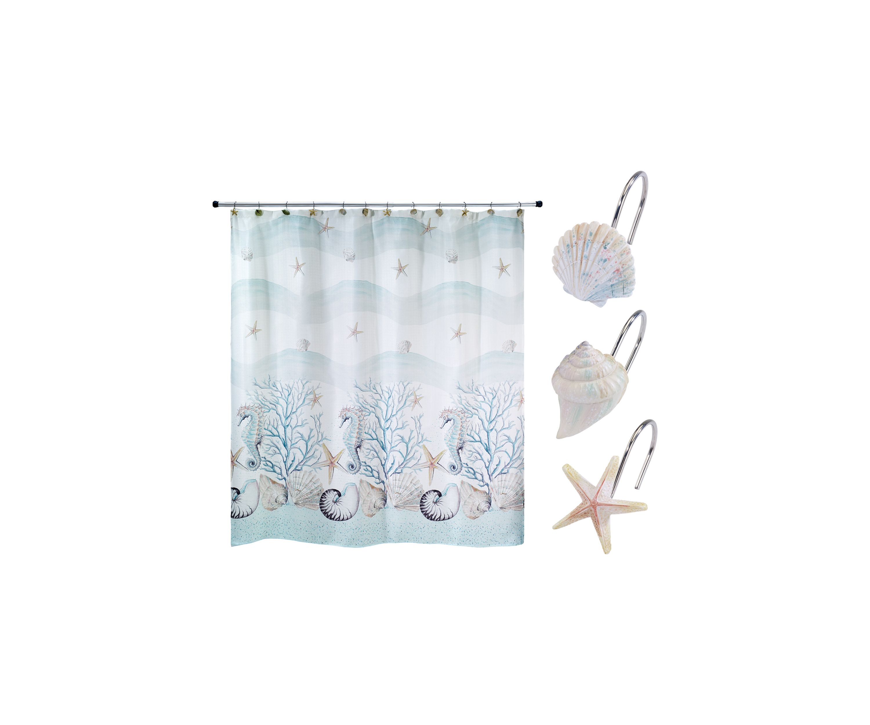 Coastal Terrazzo Shower Curtain-Hooks Set