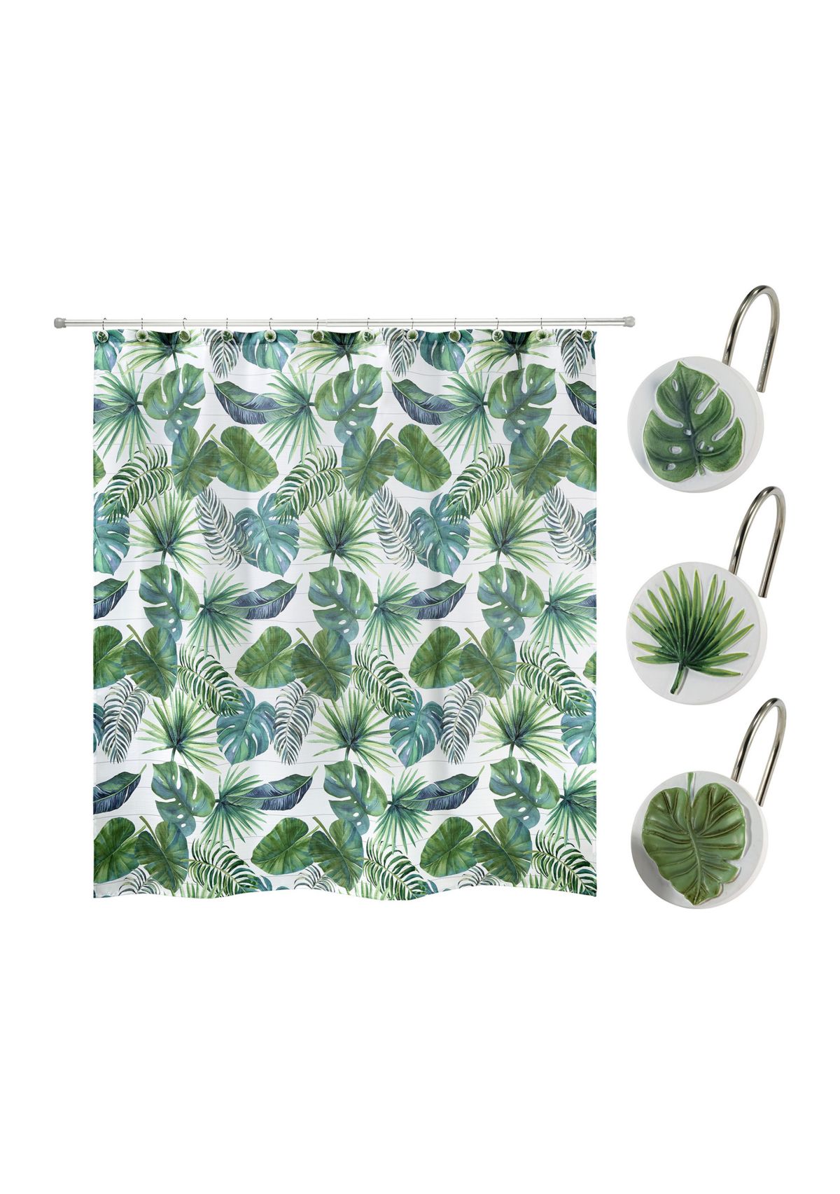 Viva Palm 13pc Shower Curtain and Hooks Set