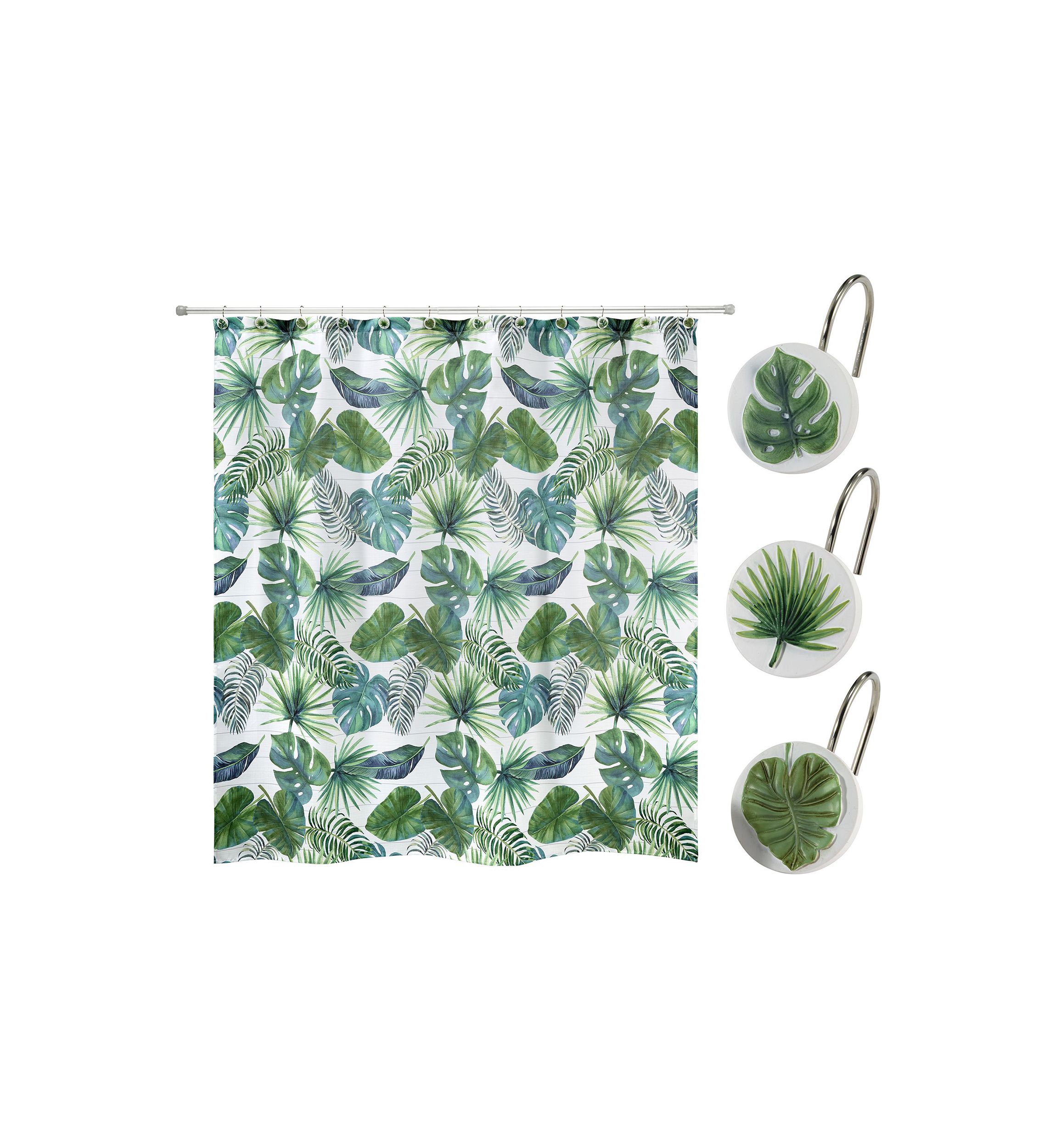 Viva Palm 13pc Shower Curtain and Hooks Set